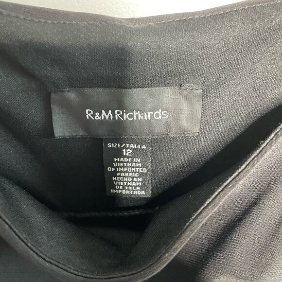 R&M Richards‎ Swing Shimmer Dress Sleeveless Square Neck Pleated Skirt Black 12 - Picture 6 of 11